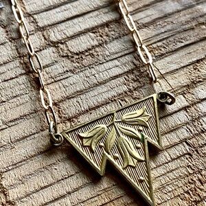 Gold Art Deco Triangle Pendant Necklace